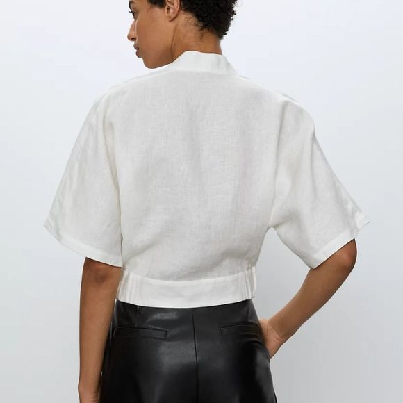 Aritzia White V-Neck Blouse - Picture 3 of 11